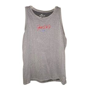 Nike Dri Fit Women’s Graphic Muscle Tee Tank Top Just Do It Sporty‎ Gray Red XL